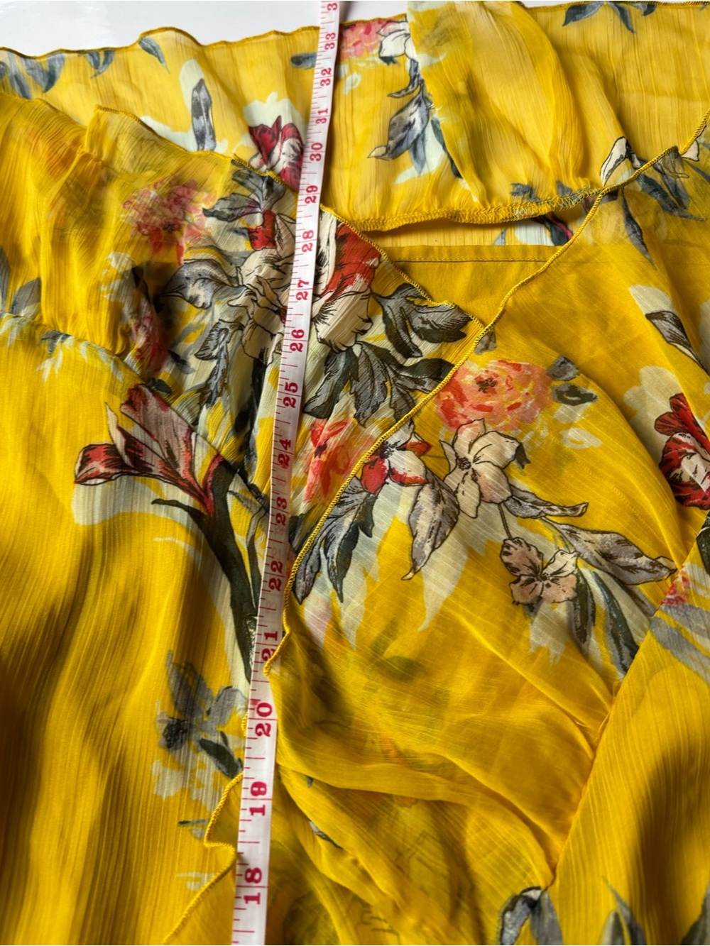 Vero moda yellow mustard floral wrap midi skirt ruffle boho cottagecore summer - Picture 14 of 14